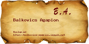 Balkovics Agapion névjegykártya